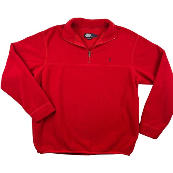 Vintage Polo Ralph Lauren Pullover Men Large Fleece Red USA Made